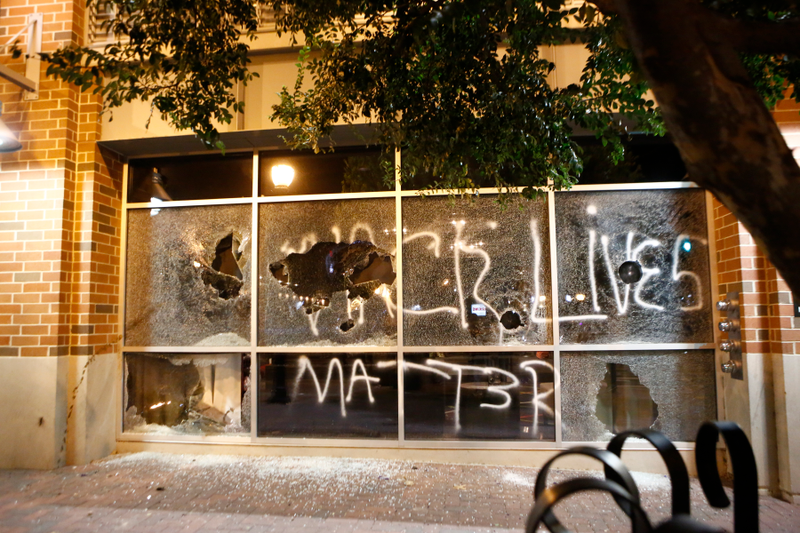 Scene of clash between police and protesters Sept. 21, 2016, in Charlotte, N.C.Brian Blanco/Getty Images